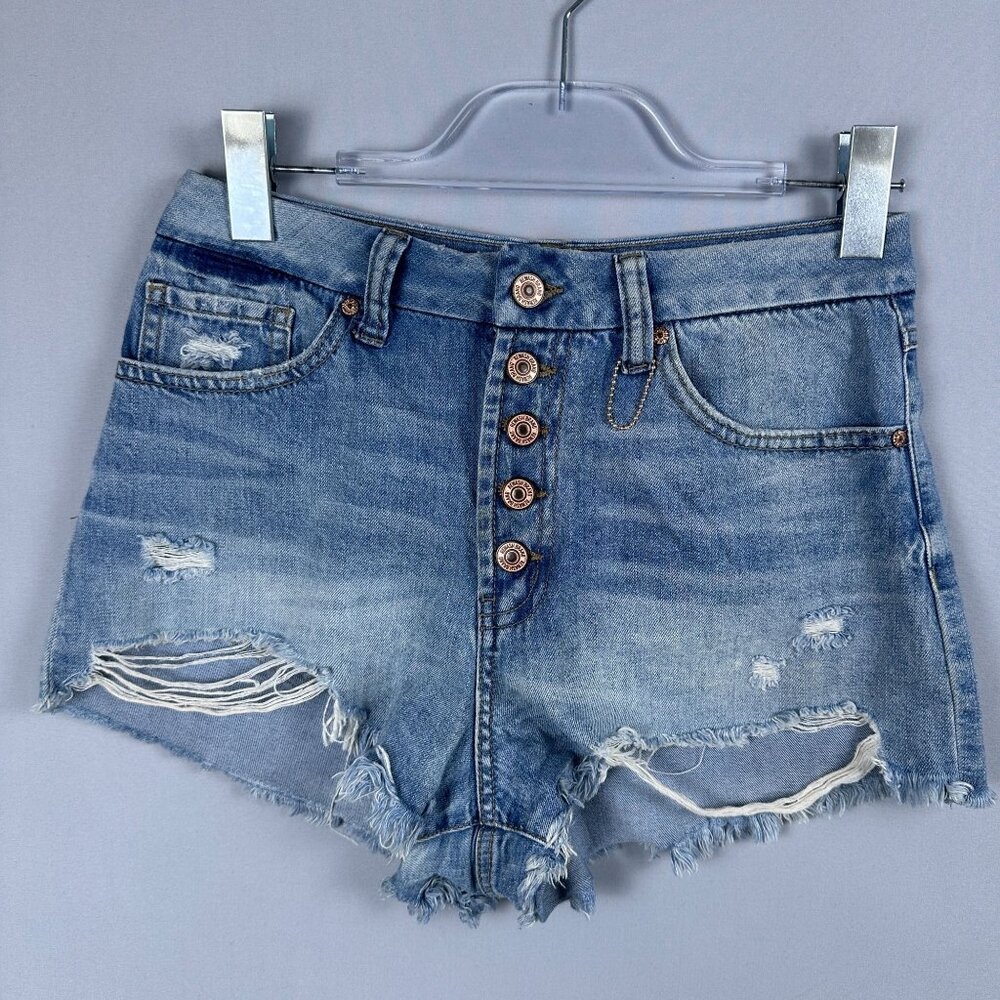 Rewash Real Curve High Rise Cutt Off Shorts Womens Size 7/28  Dstressed Stretch